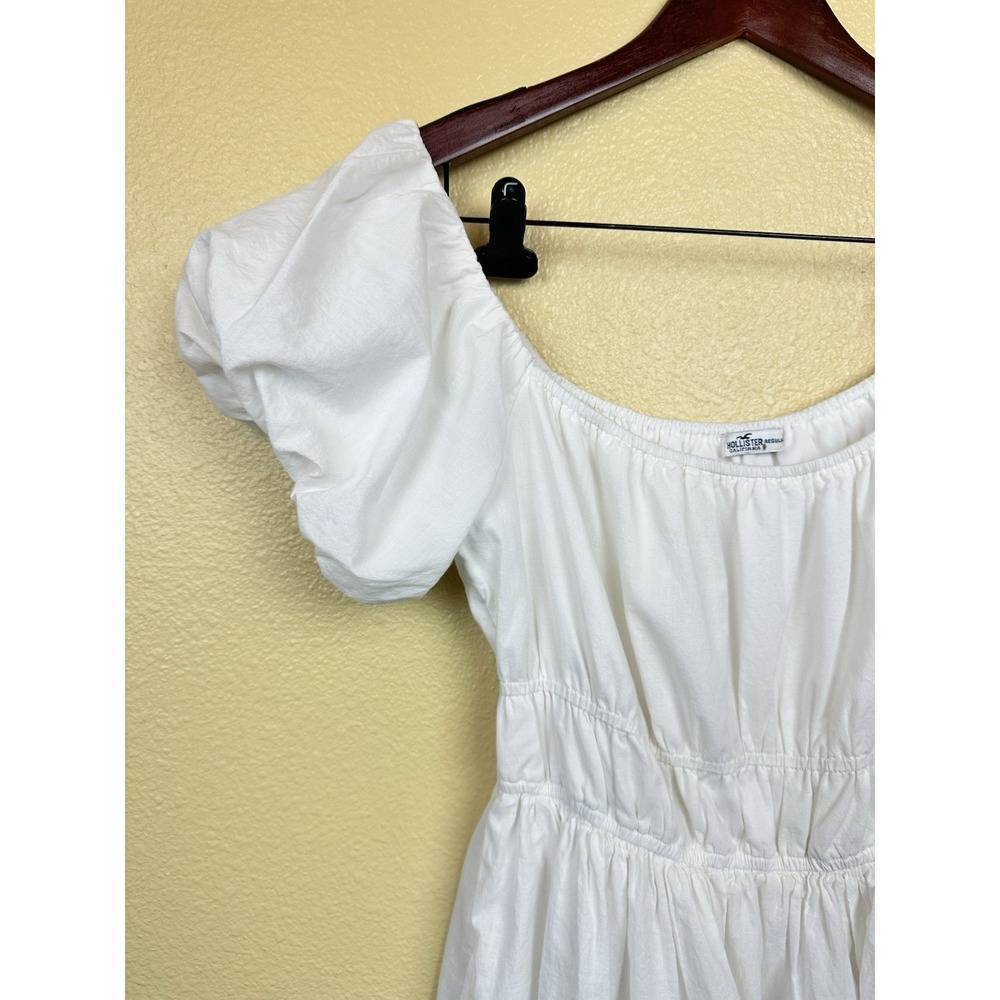 Hollister White Dress Sz M Puff Sleeves Built In Shorts Pockets Girly Event - Picture 2 of 8
